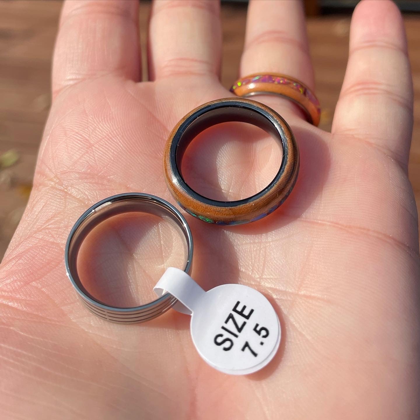 Handmade Wood Turned Rings with Ceramic Ring Blank