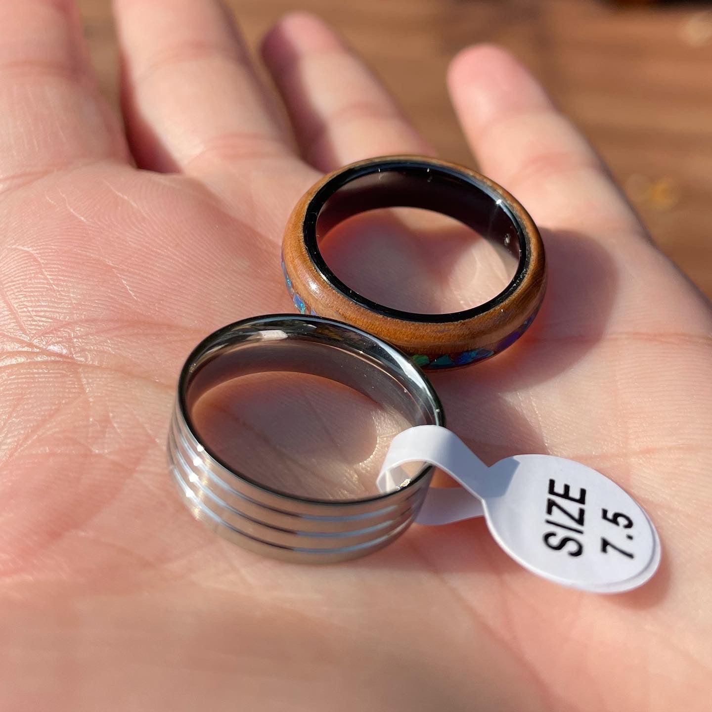 Handmade Wood Turned Rings with Ceramic Ring Blank